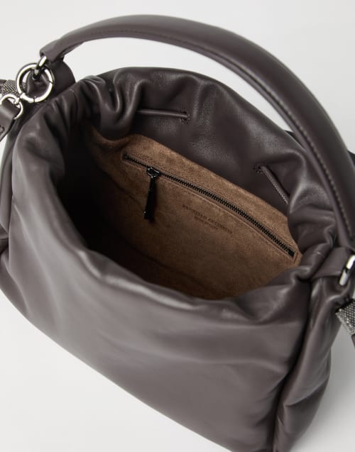Small Soft Leather Mellow Bucket bag Brown Woman - Brunello Cucinelli