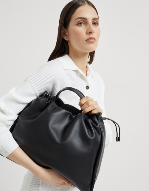 Large Soft leather Mellow Shopper bag Black Woman - Brunello Cucinelli