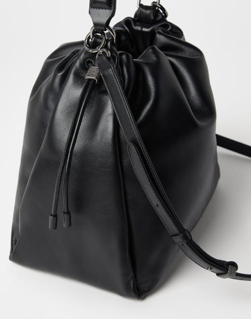 Soft leather Mellow Bucket bag Black Woman - Brunello Cucinelli