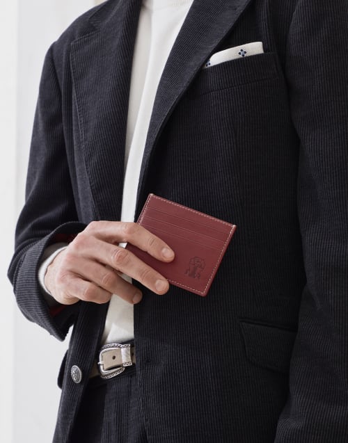 Portacarte in vitello Burgundy Uomo - Brunello Cucinelli