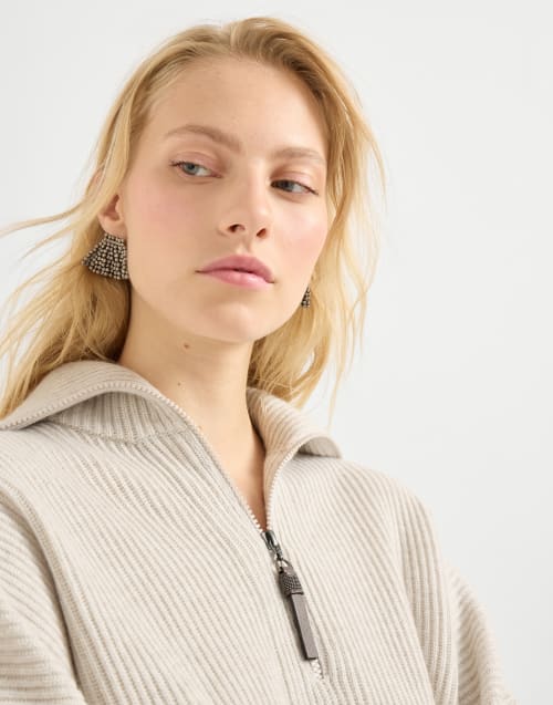 Cashmere English rib sweater Pearl Woman - Brunello Cucinelli