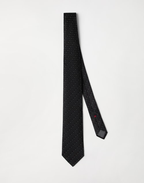 Necktie with pattern Anthracite Man - Brunello Cucinelli