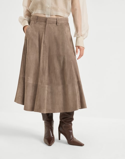 Suede circle skirt Mud Woman - Brunello Cucinelli