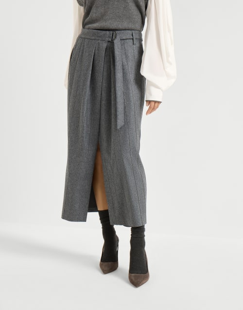 Gonna Sartorial Wrap Grigio Scuro Donna - Brunello Cucinelli
