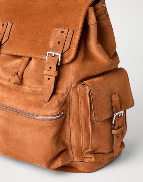 Suede city backpack Cognac Man - Brunello Cucinelli