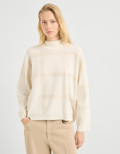 Sweater with Dazzling Embroidery Panama Woman - Brunello Cucinelli