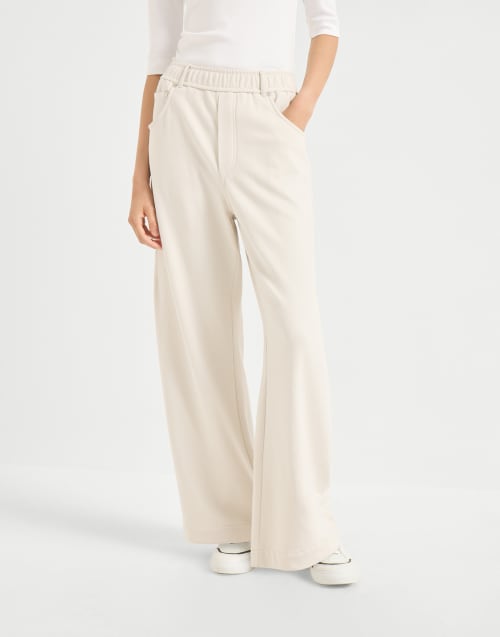 Pantalón de felpa Smooth Leche Mujer - Brunello Cucinelli