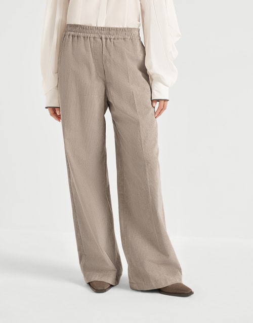 Pantalone Loose Track Beige Donna - Brunello Cucinelli