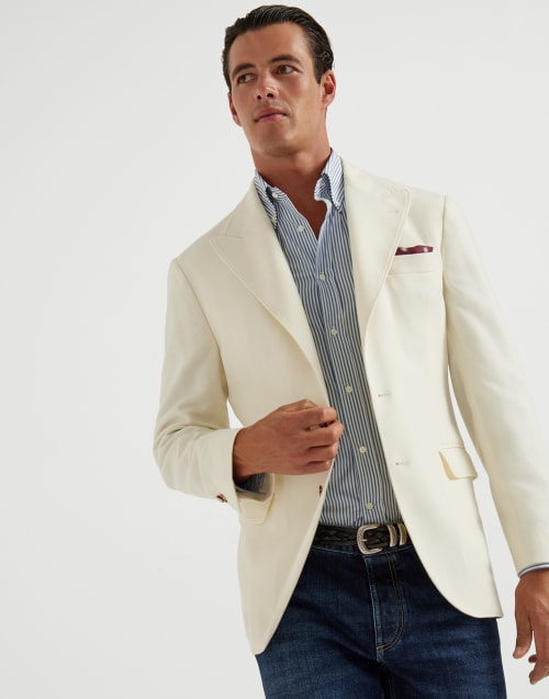 Striped poplin shirt Azure Man - Brunello Cucinelli