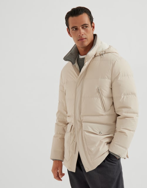塔夫绸面料羽绒服 燕麦色 男款 - Brunello Cucinelli