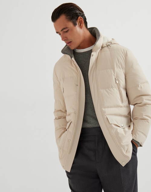 塔夫绸面料羽绒服 燕麦色 男款 - Brunello Cucinelli