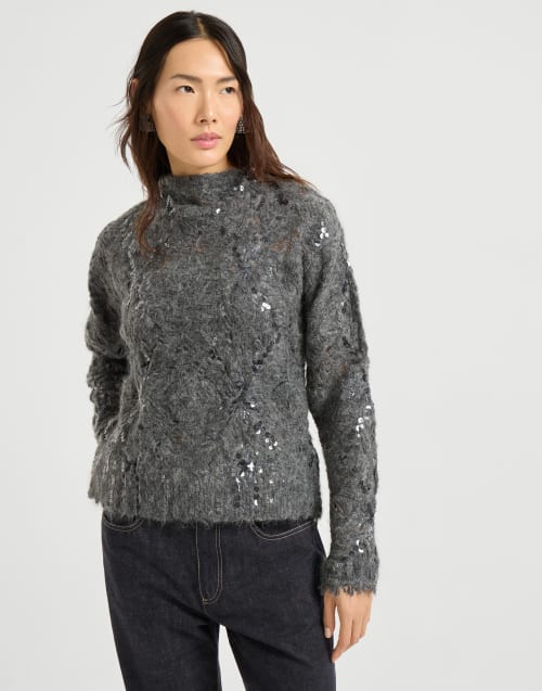 Frosty embroidery sweater Lead Woman - Brunello Cucinelli