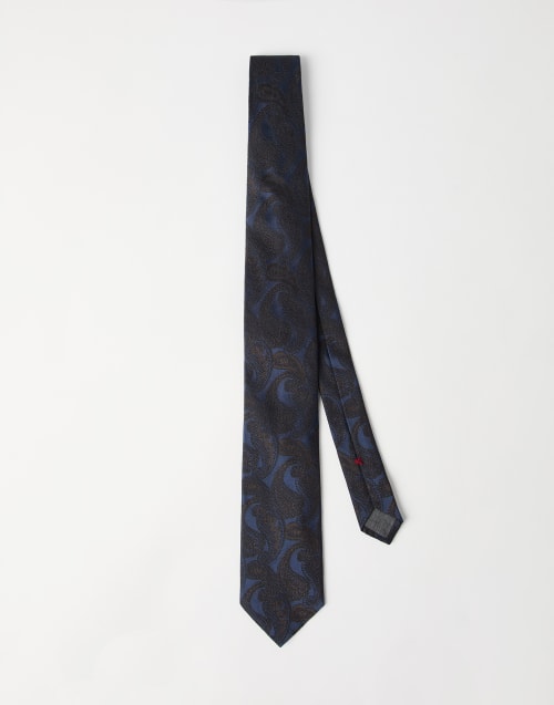Paisley silk tie Navy Blue Man - Brunello Cucinelli