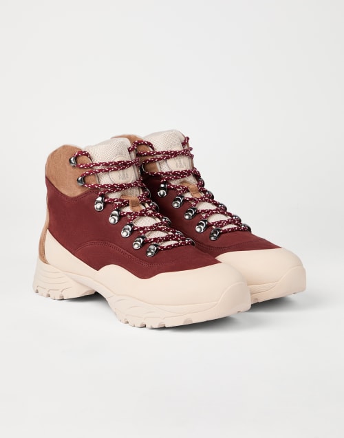 Nubuck and calfskin boots Amaranth Man - Brunello Cucinelli