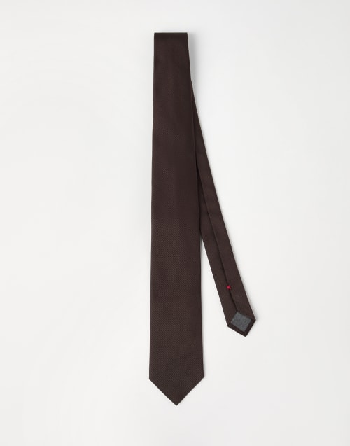 Silk twill tie Brown Man - Brunello Cucinelli