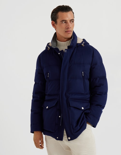 羊毛面料羽绒服 靛蓝 男款 - Brunello Cucinelli