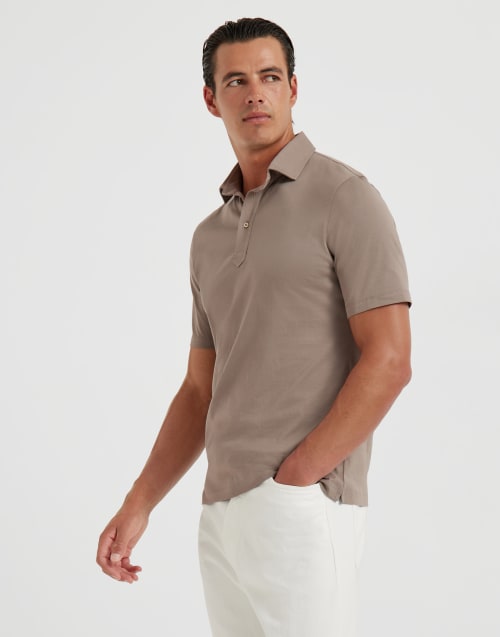 衬衫领马球衫 深青棕色 男款 - Brunello Cucinelli