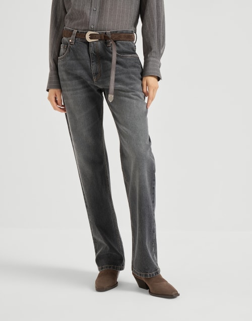 Authentic denim trousers Dark Grey Woman - Brunello Cucinelli