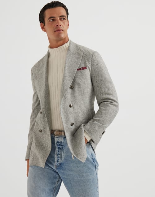 Prince of Wales deconstructed blazer Light Grey Man - Brunello Cucinelli