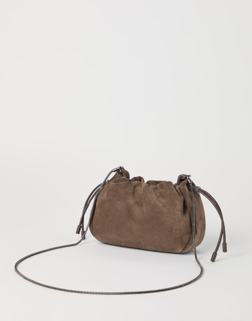 Suede mini Mellow Bucket bag Light Brown Woman - Brunello Cucinelli