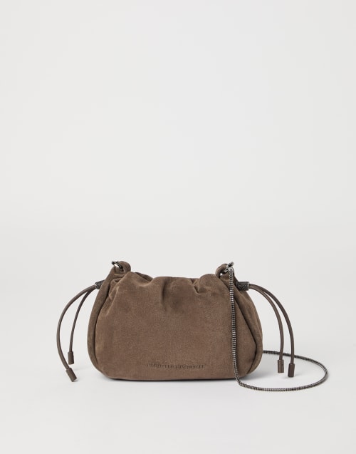 Suede mini Mellow Bucket bag Light Brown Woman - Brunello Cucinelli