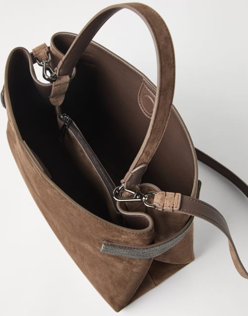Suede Top-Handle Essence bag Bark Woman - Brunello Cucinelli