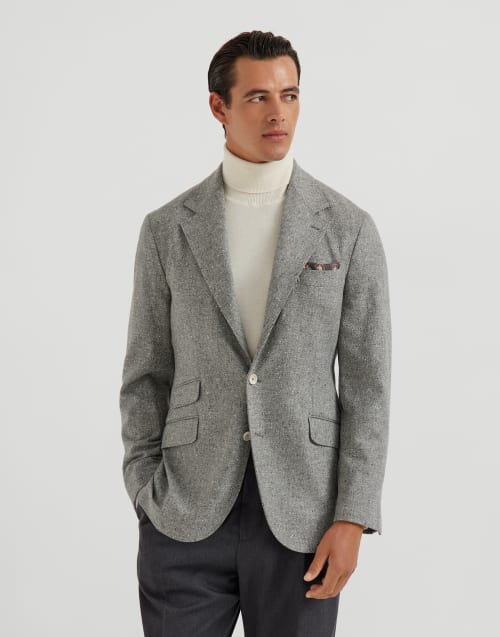 解构设计骑士夹克 浅灰 男款 - Brunello Cucinelli