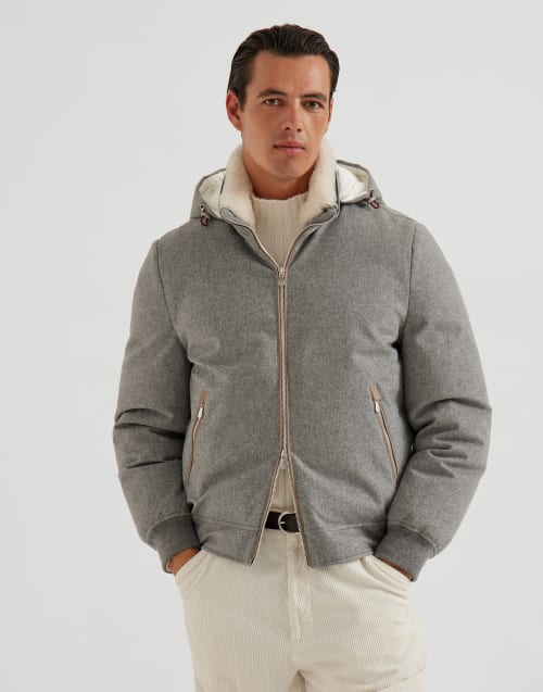Plumífero con capucha desmontable Gris Claro Hombre - Brunello Cucinelli