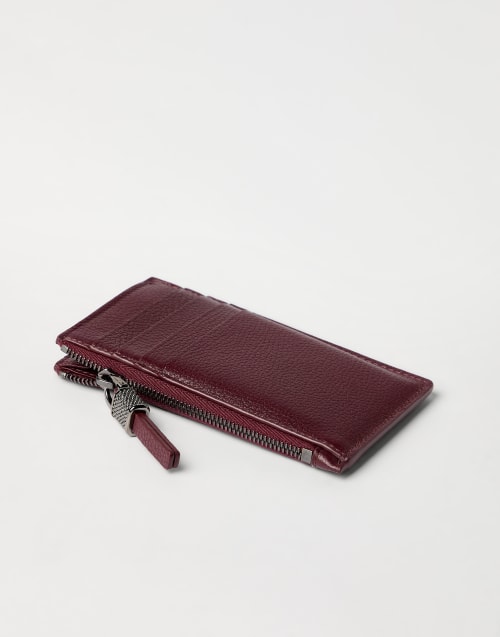 Leather card case with monili Amaranth Woman - Brunello Cucinelli