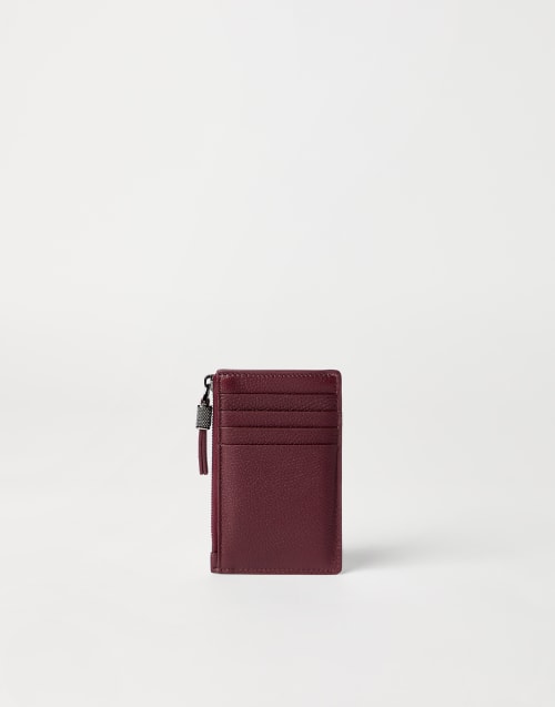 Leather card case with monili Amaranth Woman - Brunello Cucinelli
