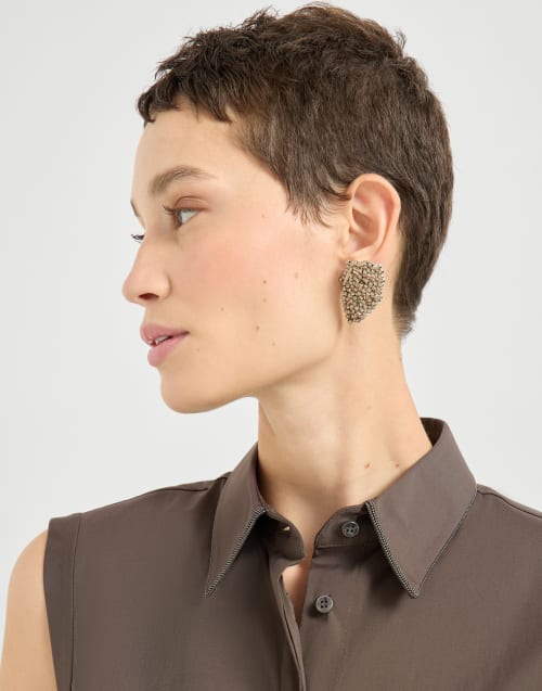 Stretch poplin shirt Brown Woman - Brunello Cucinelli