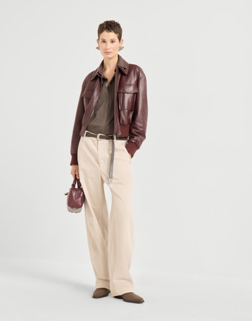 Stretch poplin shirt Brown Woman - Brunello Cucinelli
