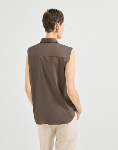 Stretch poplin shirt Brown Woman - Brunello Cucinelli