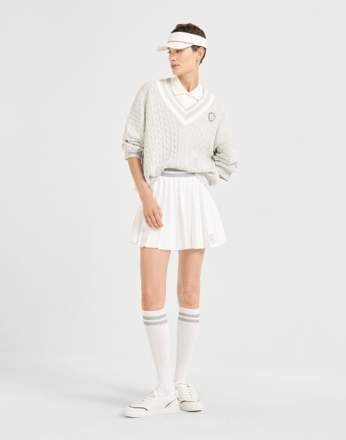 Sweater with logo Light Grey Woman - Brunello Cucinelli