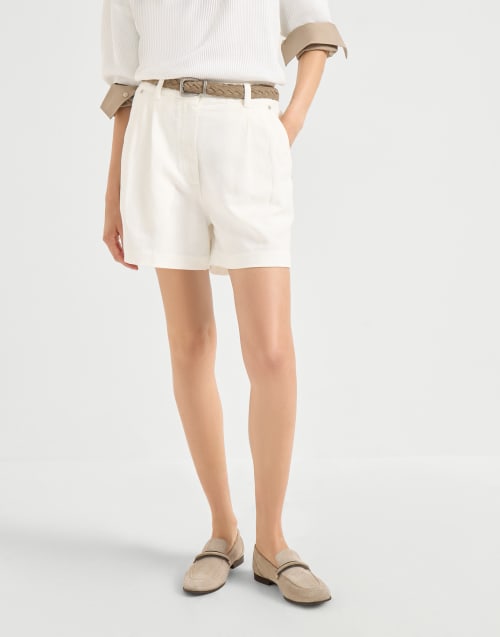 Baggy-Shorts mit Monili Weiß Damen - Brunello Cucinelli