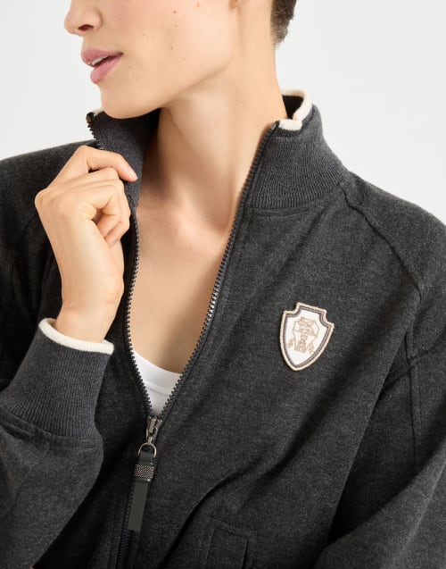 双层平纹针织面料运动衫 深灰 女款 - Brunello Cucinelli