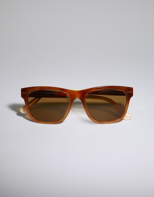 Rectangular acetate sunglasses Havana / Panama Eyewear - Brunello Cucinelli