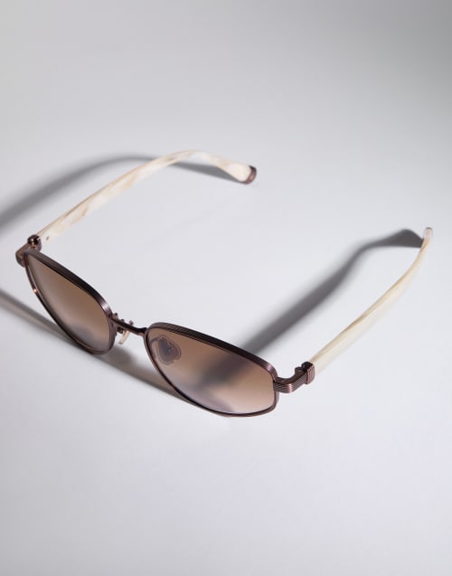 Geometric titanium sunglasses Bronze / Panama Eyewear - Brunello Cucinelli