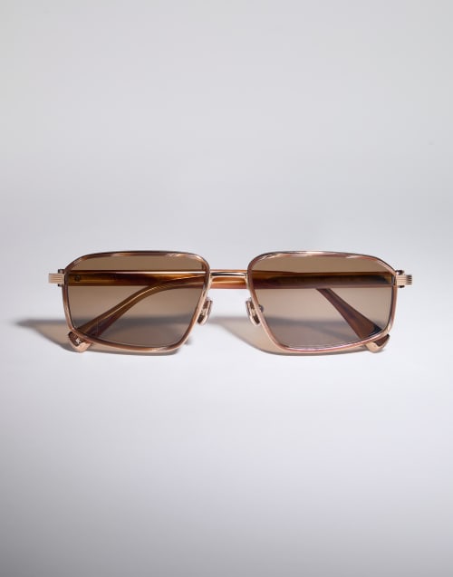 Jarama titanium sunglasses Gold / Havana Honey Eyewear - Brunello Cucinelli