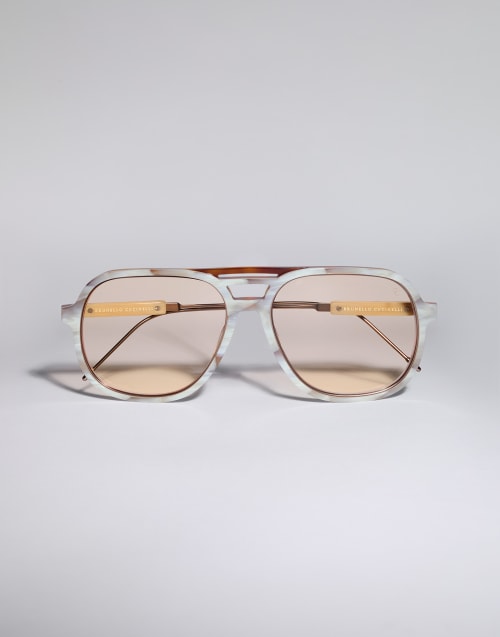 Rectangular acetate sunglasses Panama / Havana Eyewear - Brunello Cucinelli