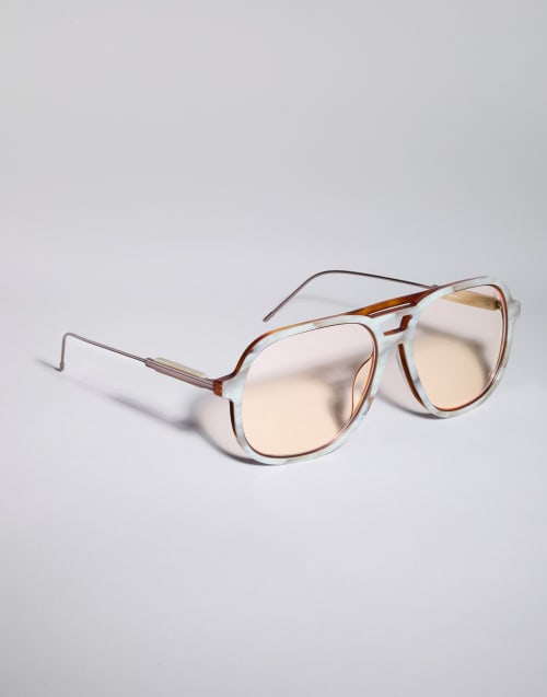 Rectangular acetate sunglasses Panama / Havana Eyewear - Brunello Cucinelli