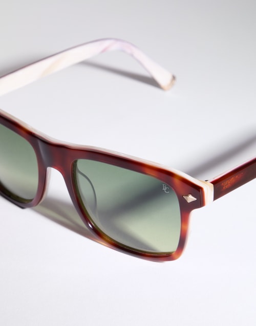 Gafas de sol rectangulares de acetato Habana / Panamá Gafas - Brunello Cucinelli