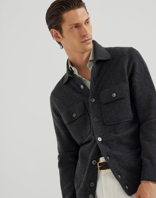 Spread collar shirt Khaki Man - Brunello Cucinelli