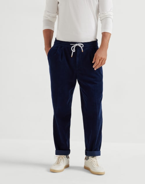 Corduroy trousers Navy Blue Man - Brunello Cucinelli