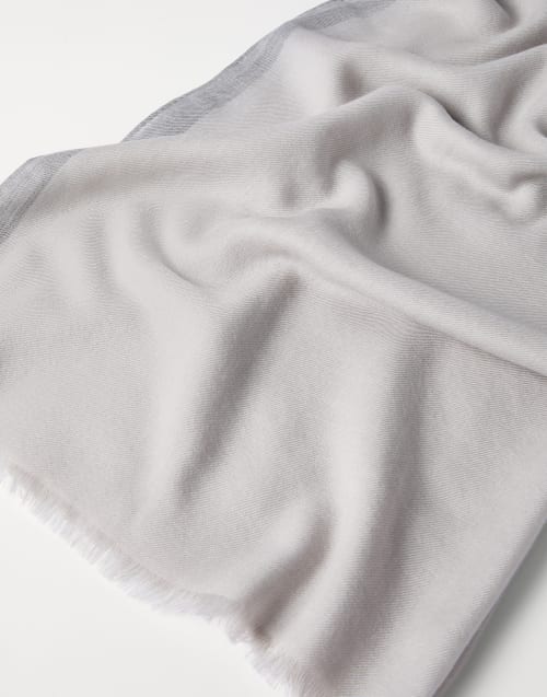 Cashmere and silk scarf with stripe Light Grey Man - Brunello Cucinelli