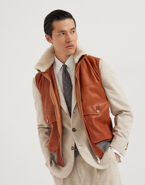 Padded vest Brown Man - Brunello Cucinelli