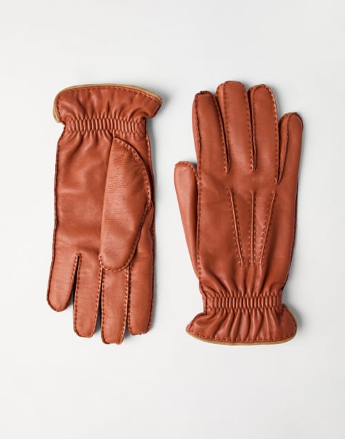 Nappa leather gloves Brown Man - Brunello Cucinelli