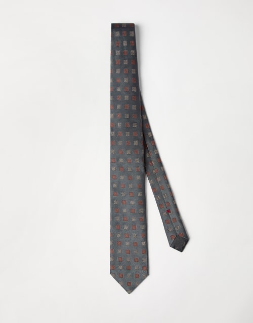 Necktie with pattern Anthracite Man - Brunello Cucinelli