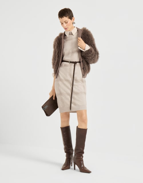 Dazzling Embroidery dress Beige Woman - Brunello Cucinelli