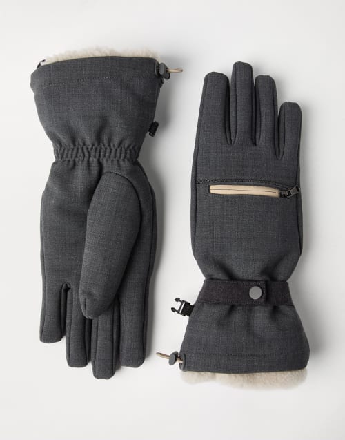 Tropical Luxury Wool gloves Anthracite Woman - Brunello Cucinelli